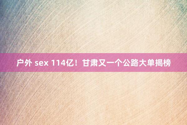 户外 sex 114亿！甘肃又一个公路大单揭榜