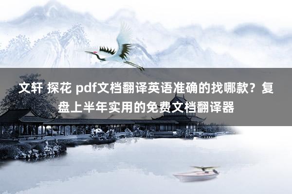 文轩 探花 pdf文档翻译英语准确的找哪款？复盘上半年实用的免费文档翻译器