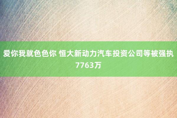 爱你我就色色你 恒大新动力汽车投资公司等被强执7763万