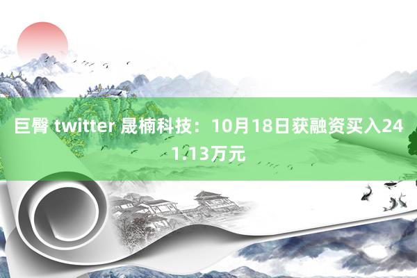 巨臀 twitter 晟楠科技：10月18日获融资买入241.13万元