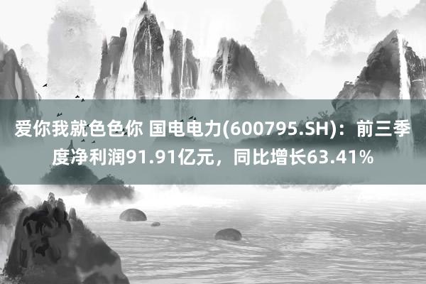 爱你我就色色你 国电电力(600795.SH)：前三季度净利润91.91亿元，同比增长63.41%