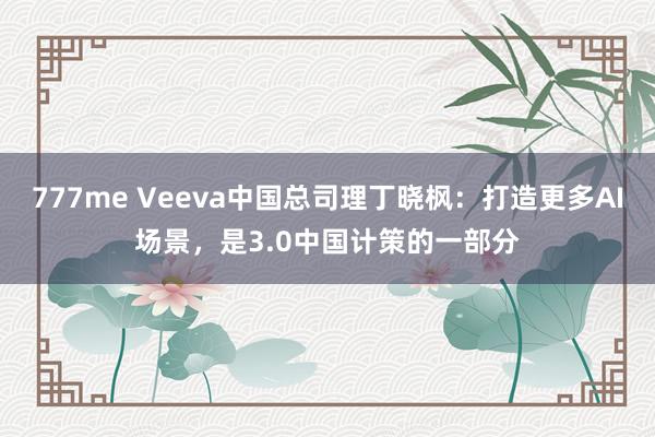 777me Veeva中国总司理丁晓枫：打造更多AI场景，是3.0中国计策的一部分