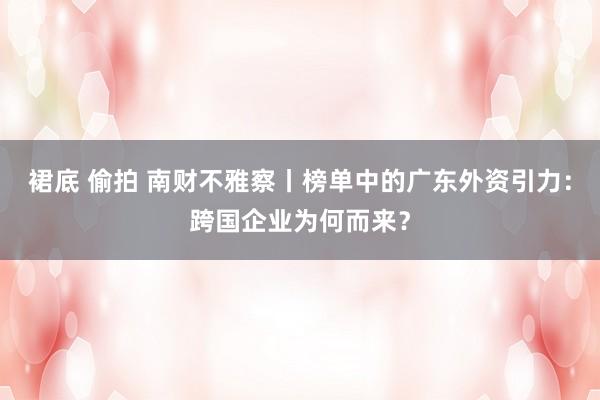 裙底 偷拍 南财不雅察丨榜单中的广东外资引力：跨国企业为何而来？