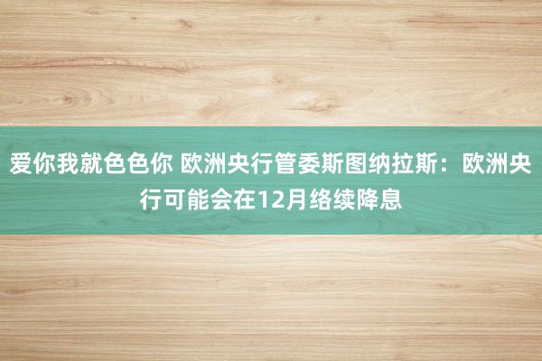 爱你我就色色你 欧洲央行管委斯图纳拉斯：欧洲央行可能会在12月络续降息