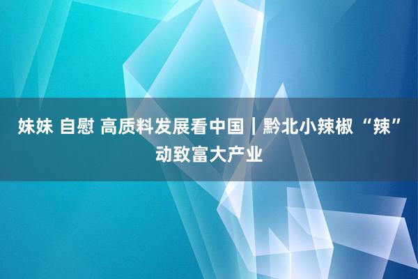 妹妹 自慰 高质料发展看中国｜黔北小辣椒 “辣”动致富大产业