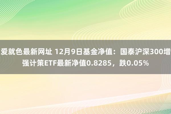 爱就色最新网址 12月9日基金净值：国泰沪深300增强计策ETF最新净值0.8285，跌0.05%