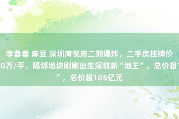 李蓉蓉 麻豆 深圳湾悦府二期爆炸，二手房挂牌价大量超20万/平，隔邻地块刚刚出生深圳新“地王”，总价超185亿元