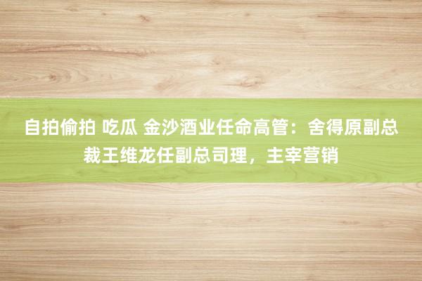 自拍偷拍 吃瓜 金沙酒业任命高管：舍得原副总裁王维龙任副总司理，主宰营销