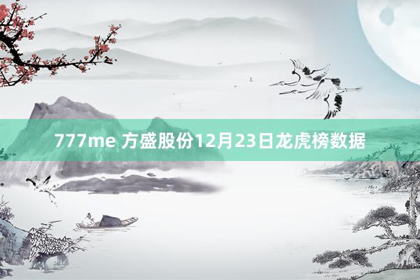 777me 方盛股份12月23日龙虎榜数据