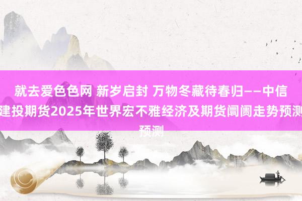 就去爱色色网 新岁启封 万物冬藏待春归——中信建投期货2025年世界宏不雅经济及期货阛阓走势预测