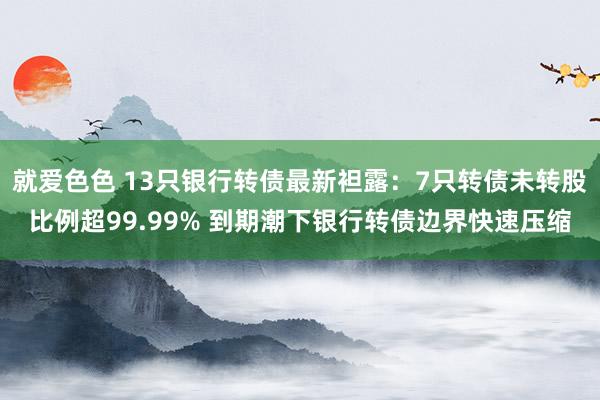 就爱色色 13只银行转债最新袒露：7只转债未转股比例超99.99% 到期潮下银行转债边界快速压缩