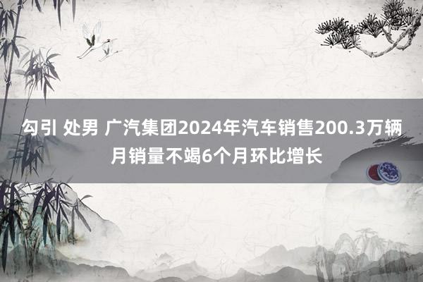 勾引 处男 广汽集团2024年汽车销售200.3万辆  月销量不竭6个月环比增长