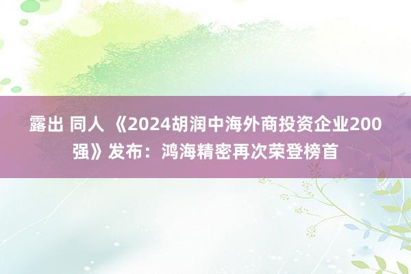 露出 同人 《2024胡润中海外商投资企业200强》发布：鸿海精密再次荣登榜首