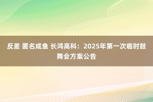 反差 匿名咸鱼 长鸿高科：2025年第一次临时鼓舞会方案公告